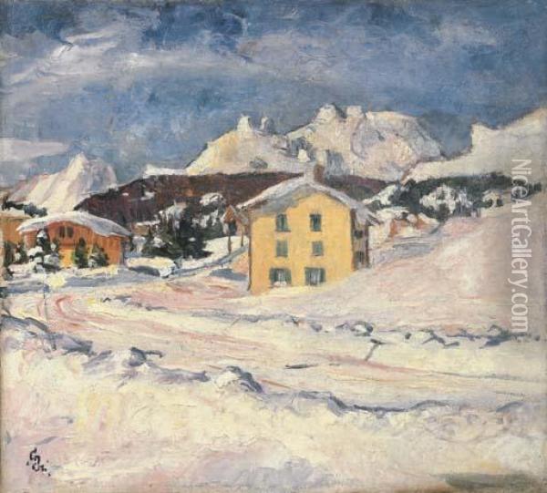 Paesaggio D'inverno (winterlandschaft) Oil Painting - Giovanni Giacometti