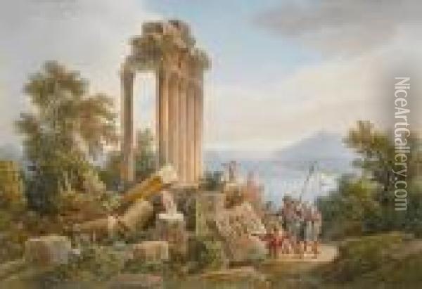 Ruines Antiques Sur Les Bords De La Mer Noire, Pres De Trebisonde (trabzon, Turkey) Oil Painting - Louis Francois Cassas