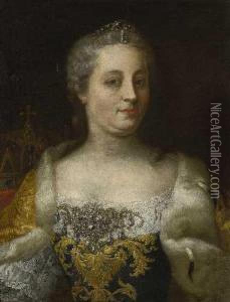 Maria Theresia Oil Painting - Ircle Of Martin Van Mytens