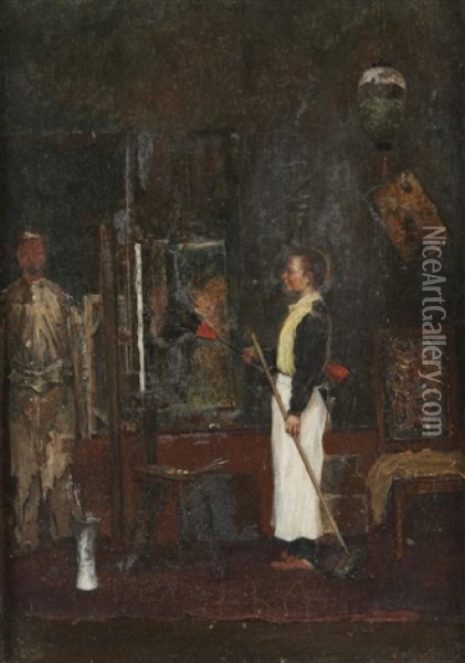 Dans L'atelier Du Peintre Oil Painting - Henry Jacquier