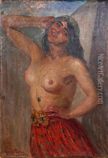 Gypsy Oil Painting - Maurycy Trebacz