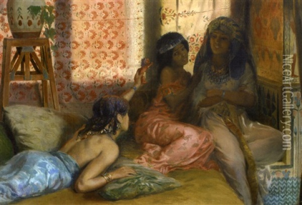 Jeunes Egyptiennes Dans Un Interieur Oil Painting - Georges Antoine Rochegrosse