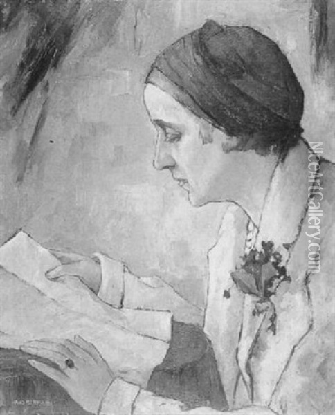 Lesende Frau In Burgertracht Oil Painting - Hans Hermann