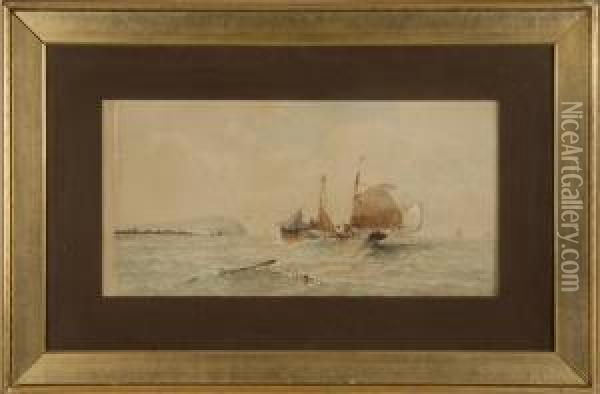 Fishing Off The Coast Oil Painting - St. Clair Augustin Mulholland