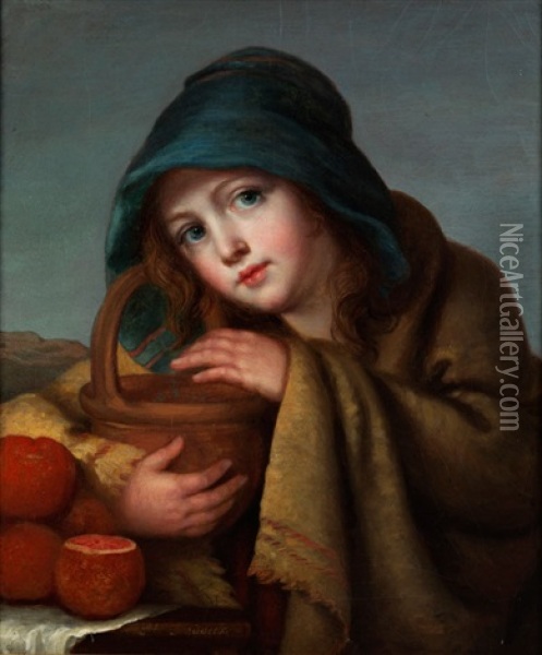 Die Kleine Orangenverkauferin Oil Painting - Jeanne-Philiberte Ledoux