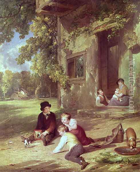 The Kitten Deceived, 1816 Oil Painting - William Collins