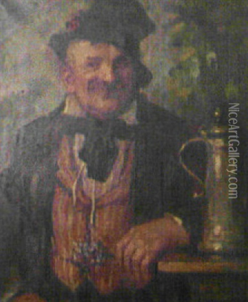 Mann Mit Bierkrug Oil Painting - Rudolf Robert Wolf