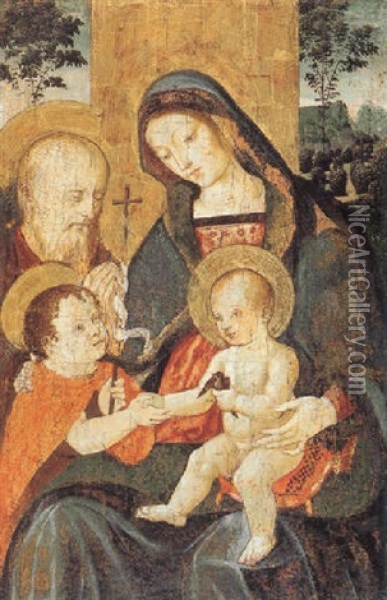 Holy Family With The Infant Saint John The Baptist Oil Painting - Bernardino Betti Pinturicchio