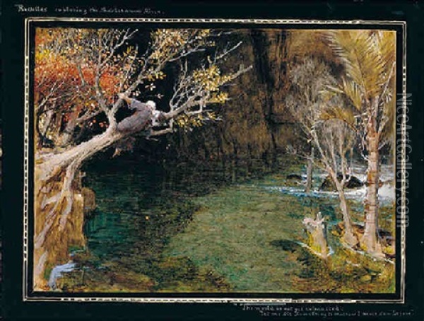 Rassellas Exploring The Subterranean River Oil Painting - Albert Goodwin