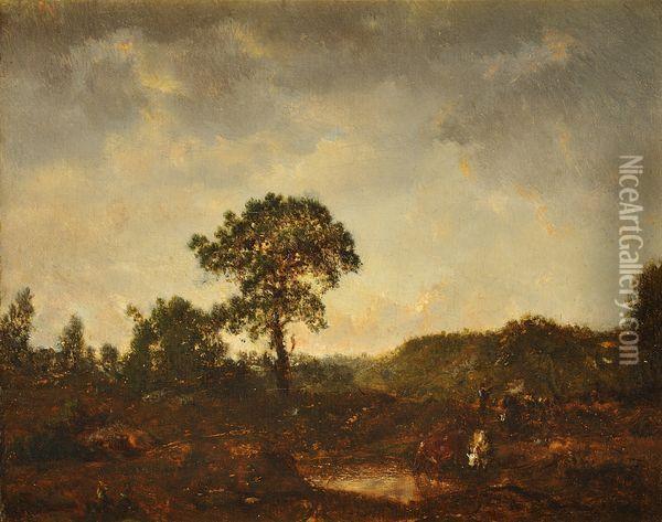 Mare Au Crepuscule Oil Painting - Theodore Rousseau