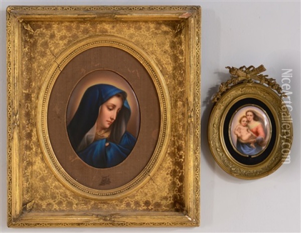 Madonna Plaques (2 Works) Oil Painting - Peter Eichhorn