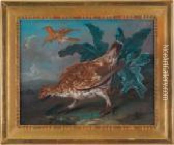 Paesaggio A Distesa Con Una Starna E Un Cardellino Oil Painting - Ferdinand Phillip de Hamilton