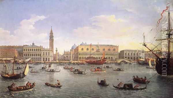 The Molo Seen from the Bacino di San Marco 1697 Oil Painting - Caspar Andriaans Van Wittel