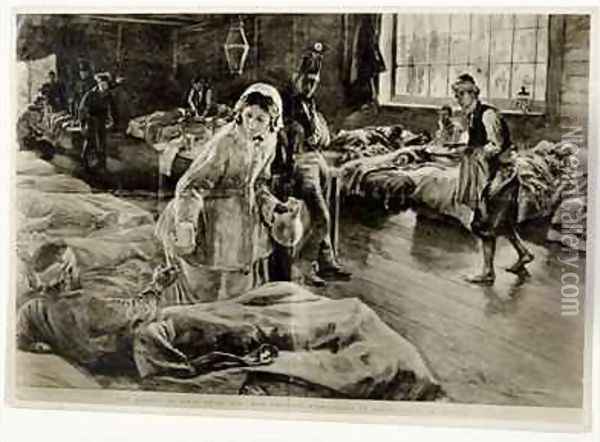 The heroine of Fifty Years Ago Miss Florence Nightingale in the Hospital at Scutari Oil Painting - William Hatherell
