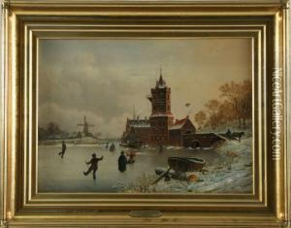 Skridskoakare Oil Painting - Gustaf Soderberg
