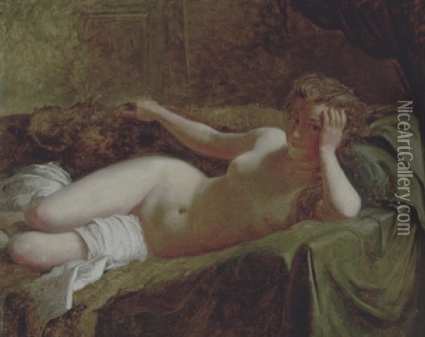 Kvindelig Model Oil Painting - Ludvig Abelin Schou