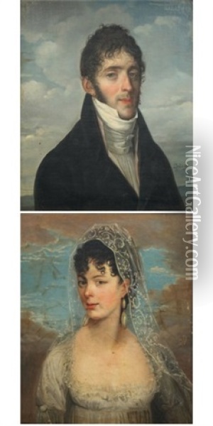 Portrait D'un Armateur Et De Sa Femme (pair) Oil Painting - Louis Benjamin Marie Devouges