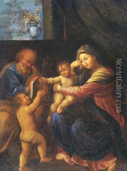 The Holy Family with the Infant Saint John the Baptist Oil Painting - Domenico Zampieri (Domenichino)