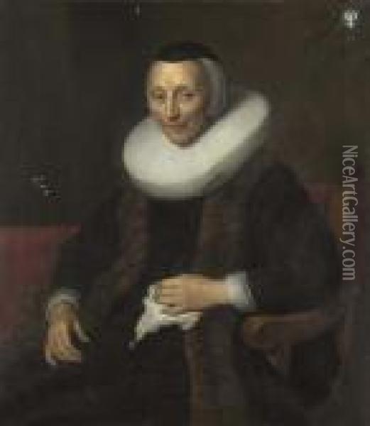 Portrait Von Balichje Pietersdr. Hasselaer (1579 - 1663). Oil Painting - Ferdinand Bol