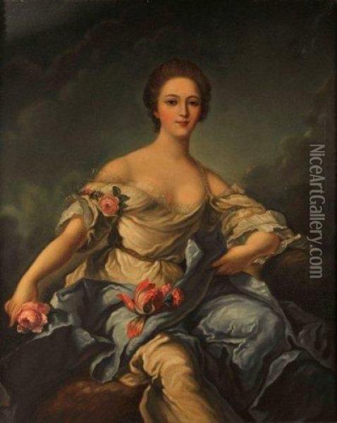 Angelique Louise Sophie, Marquise De Baglion En Flore Oil Painting - Jean-Marc Nattier