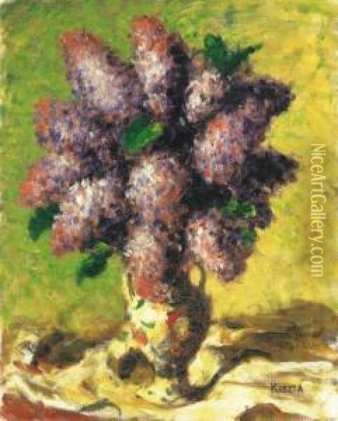 Violet Lilacs Oil Painting - Jozsef Koszta