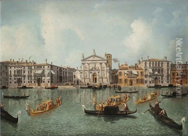 Venice, The Grand Canal With A View Of The Church Of San Stae Oil Painting - Jacob More