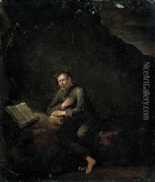 Saint Jerome In The Wilderness Oil Painting - Egbert van Heemskerck the Elder