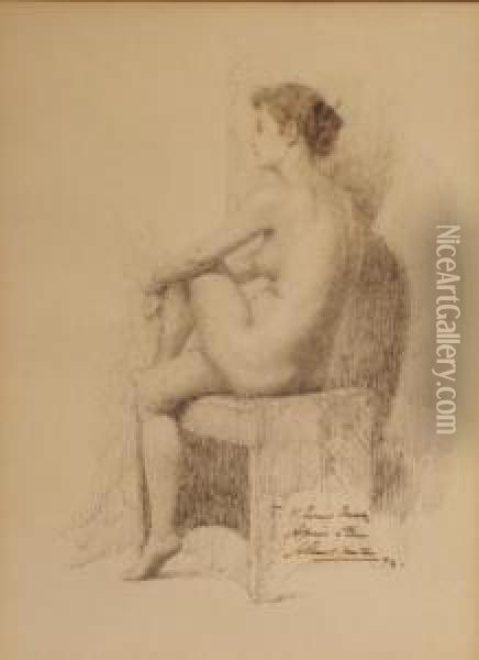 Seated Female Nude Oil Painting - Albert Herter