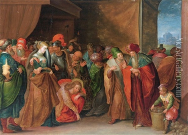 Christus Und Die Ehebrecherin Oil Painting - Frans Francken the Elder
