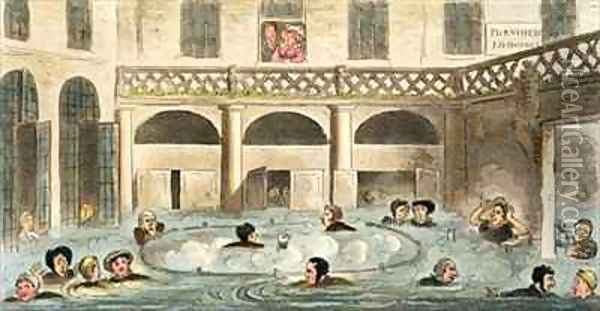 Public Bathing at Bath or Stewing Alive Oil Painting - Isaac Robert Cruikshank
