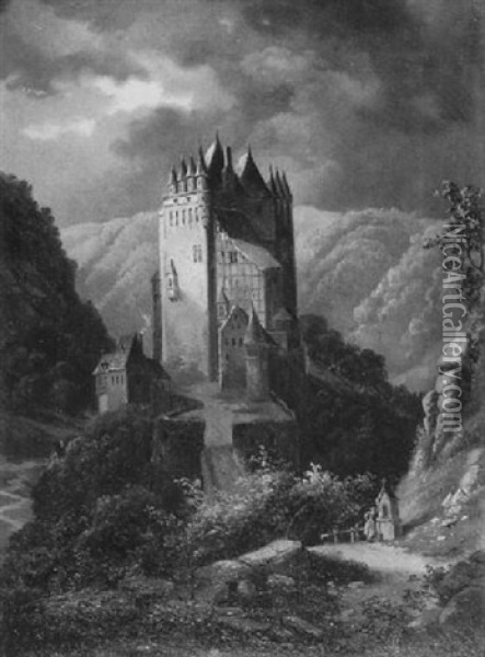 Mittelalterliche Burg In Gebirgslandschaft Oil Painting - Gustav Zick