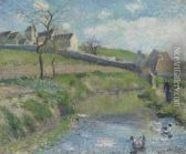 La Ferme Du Friche A Osny Oil Painting - Camille Pissarro