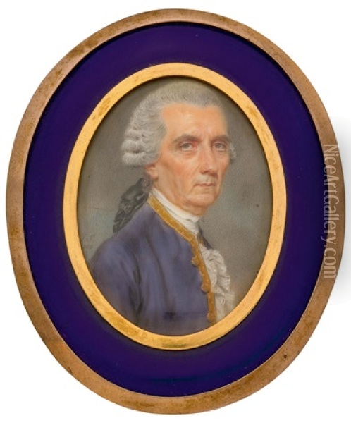 Portrait Miniature Of A Man Oil Painting - John Smart the Elder