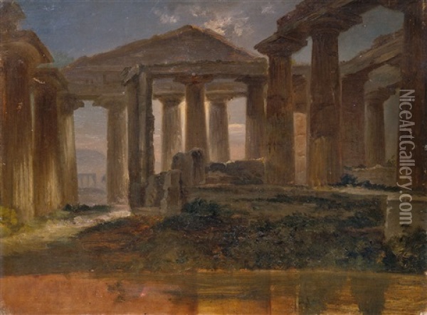 Die Tempel Von Paestum Oil Painting - Friedrich Loos