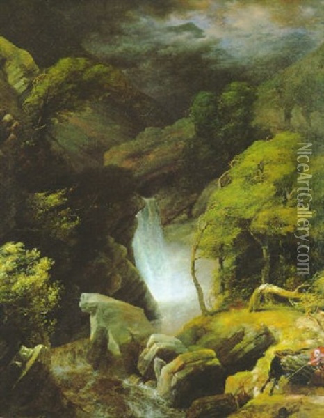 Heroische Landschaft Im Sturm Oil Painting - Johann Christian Klengel