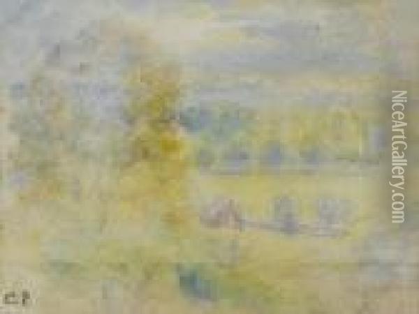 Coucher Du Soleil A Eragny Oil Painting - Camille Pissarro