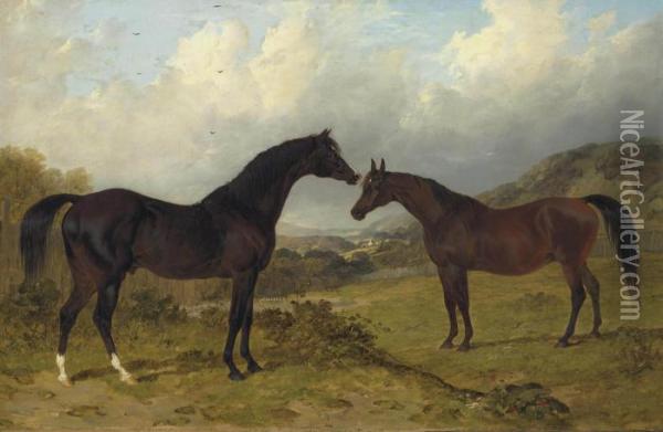 The Earl Of Egremont's Camel And Lord Grosvenor's Banter Oil Painting - John Frederick Herring Snr