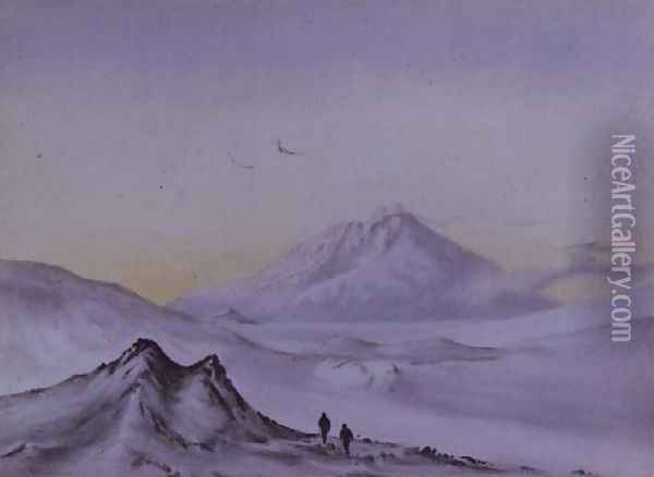 Mount Erebus from Hut Point, March 1911 Oil Painting - Edward Adrian Wilson