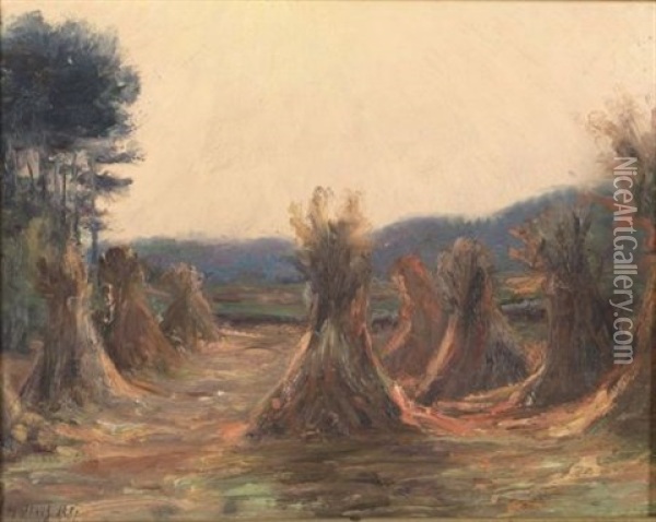 Haystacks Oil Painting - Charles Harold Davis