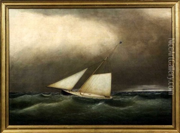 A Racing Cutter In Heavy Seas Oil Painting - Clement Drew