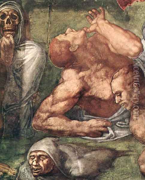Last Judgment (detail) 5 Oil Painting - Michelangelo Buonarroti