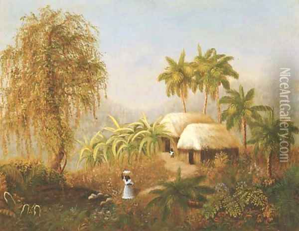 Tropical Scene Oil Painting - American School
