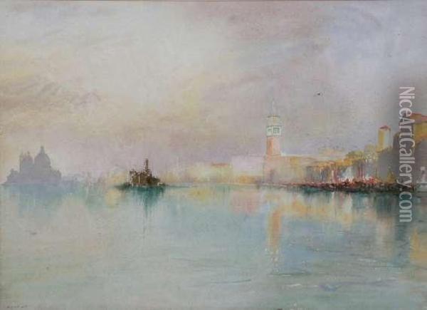 Santa Maria Della Salute And The Campanile Seen From Il Bacino,venice Oil Painting - Richard Henry Wright