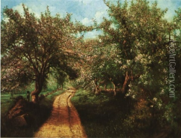 Through The Orchard Oil Painting - John Appleton Brown