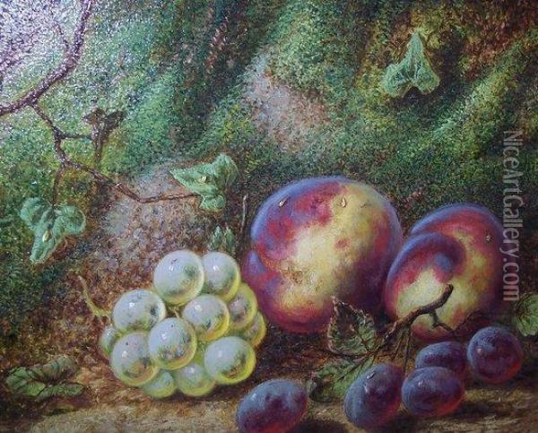 Fruit On A Mossy Bank Oil Painting - George Clare