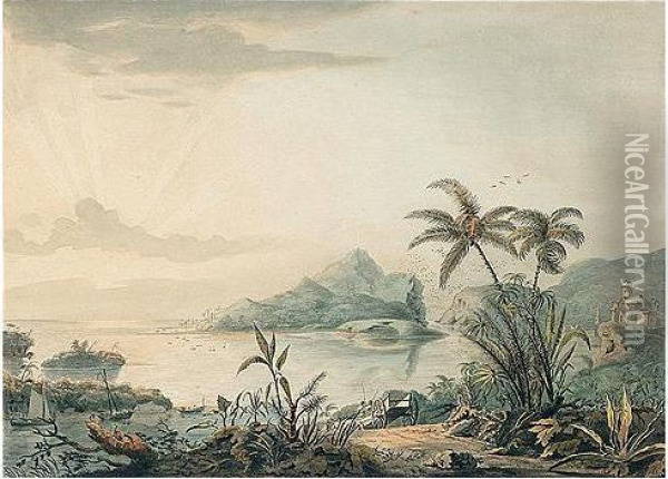 A Coastal Scene In Jamaica Oil Painting - Joseph Charles Barrow