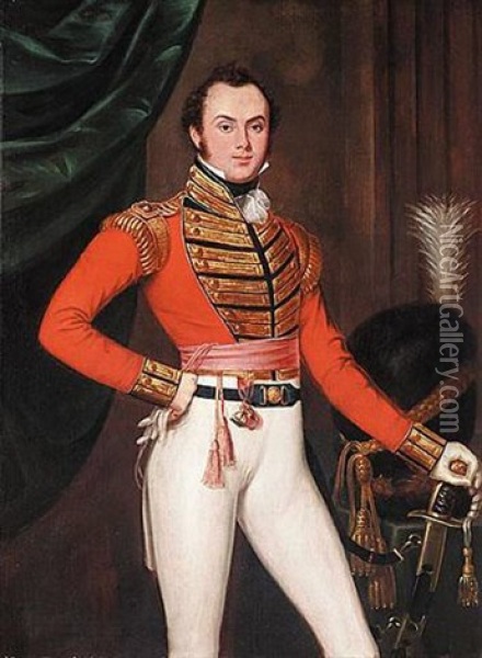 Portrait Of Captain James Gage Oil Painting - Thomas Clement Thompson