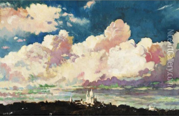 View Of Montmartre, Paris (cloud Over Montmartre) Oil Painting - Sir William Newenham Montague Orpen