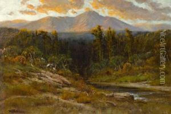 Sunset At Mount Tamalpais Oil Painting - Manuel Valencia