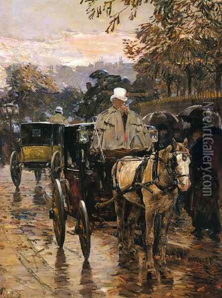 Hackney Carriage, Rue Bonaparte Oil Painting - Frederick Childe Hassam
